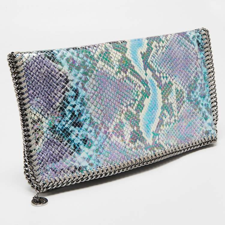 Pre Owned Stella McCartney Multicolor Faux Python Leather Falabella Fluo Fold-Over Zip Clutch