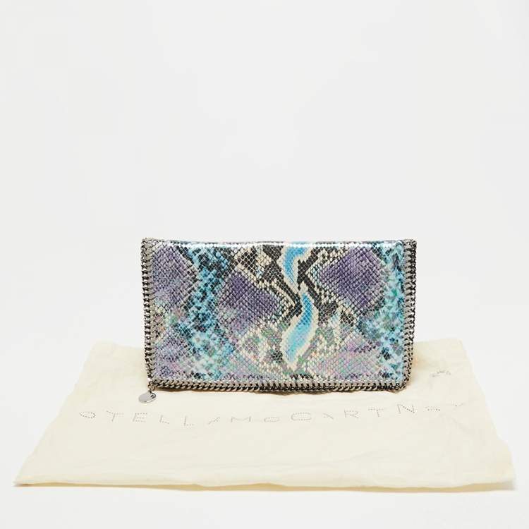 Pre Owned Stella McCartney Multicolor Faux Python Leather Falabella Fluo Fold-Over Zip Clutch