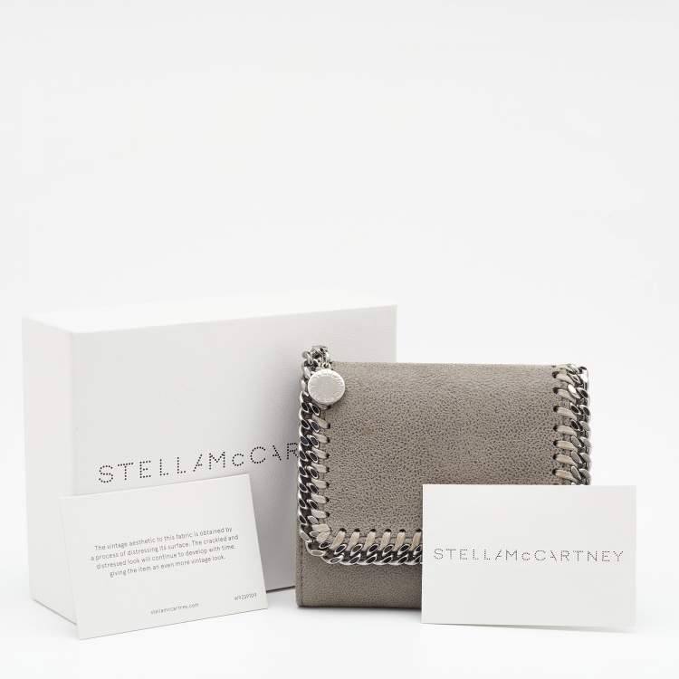 Pre Owned Stella McCartney Grey Faux Leather Falabella Small Flap Wallet