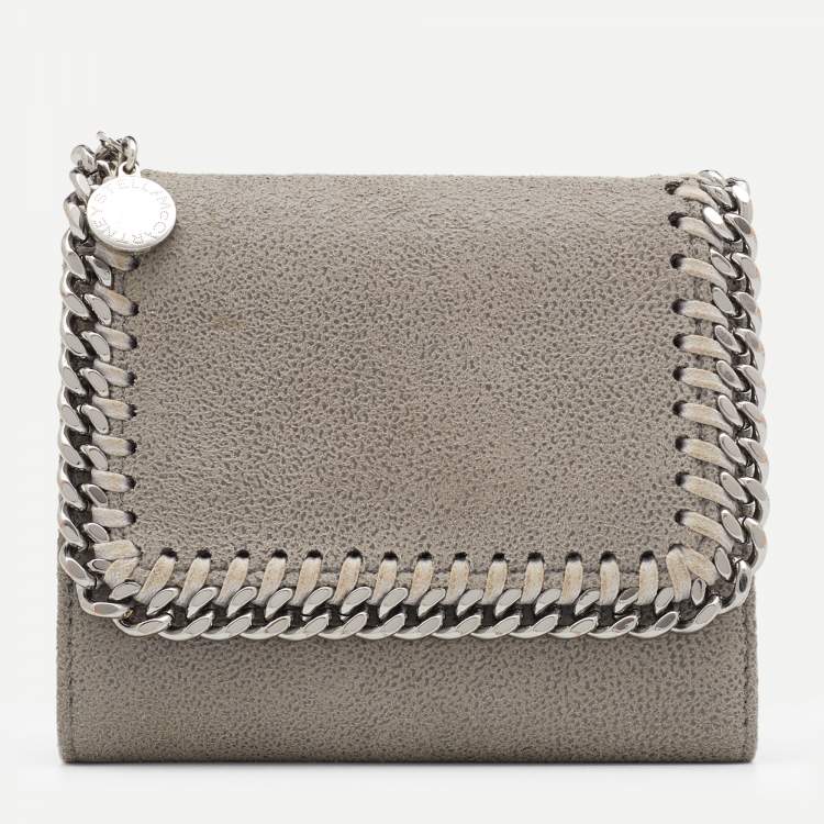 Pre Owned Stella McCartney Grey Faux Leather Falabella Small Flap Wallet