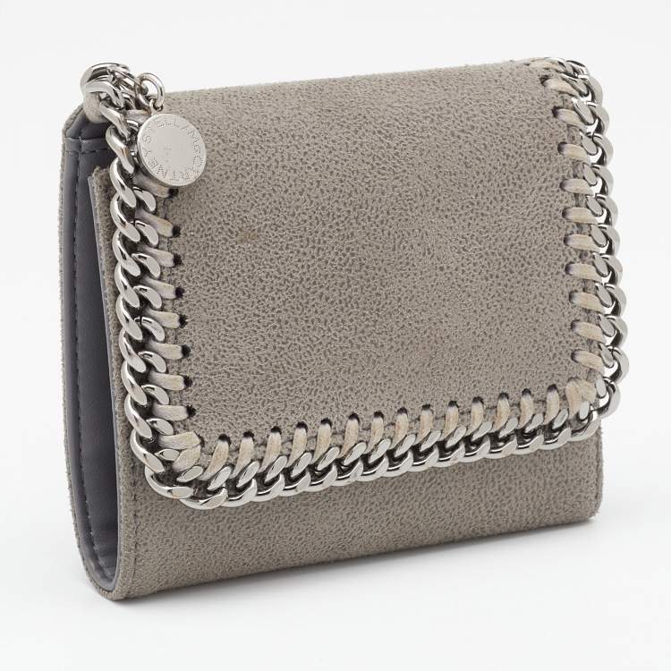 Pre Owned Stella McCartney Grey Faux Leather Falabella Small Flap Wallet