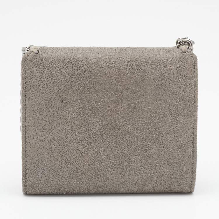 Pre Owned Stella McCartney Grey Faux Leather Falabella Small Flap Wallet