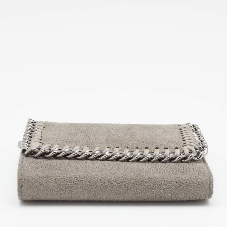 Pre Owned Stella McCartney Grey Faux Leather Falabella Small Flap Wallet