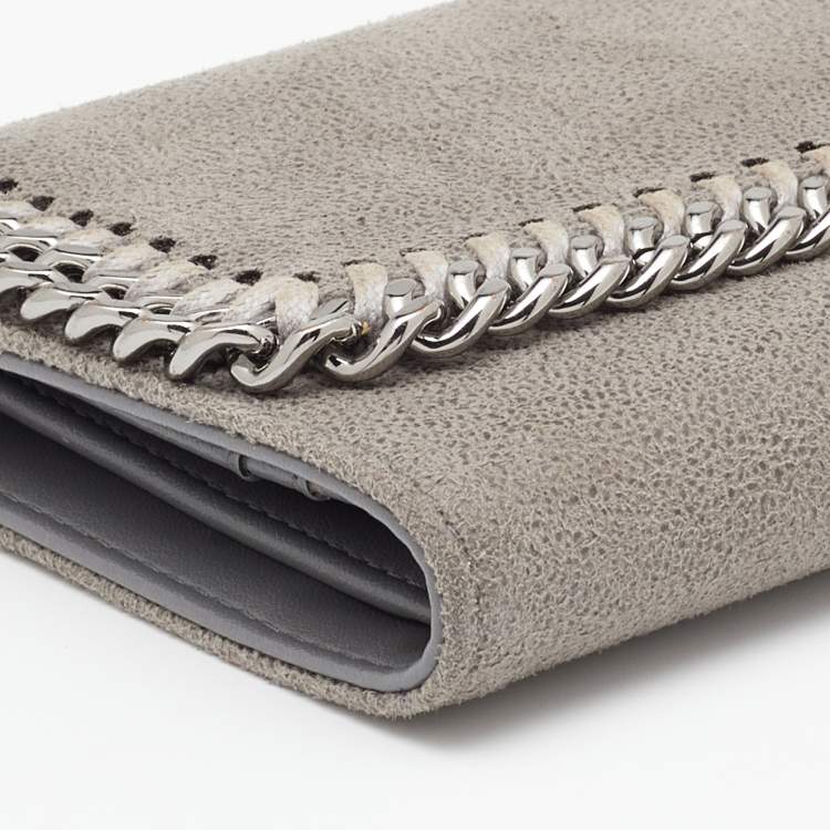 Pre Owned Stella McCartney Grey Faux Leather Falabella Small Flap Wallet