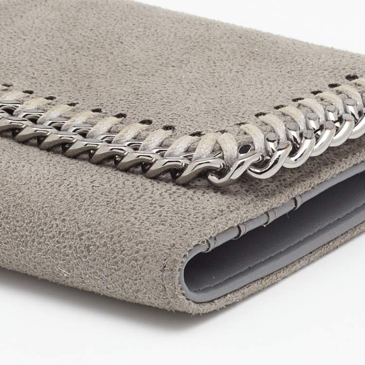 Pre Owned Stella McCartney Grey Faux Leather Falabella Small Flap Wallet