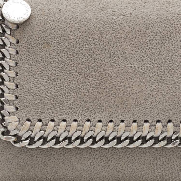 Pre Owned Stella McCartney Grey Faux Leather Falabella Small Flap Wallet
