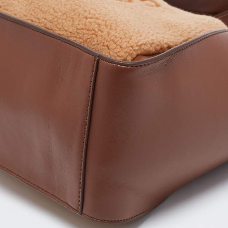 مملوكة مسبقًا Stella McCartney Brown/Beige Shearling and Leather Teddy Logo Tote