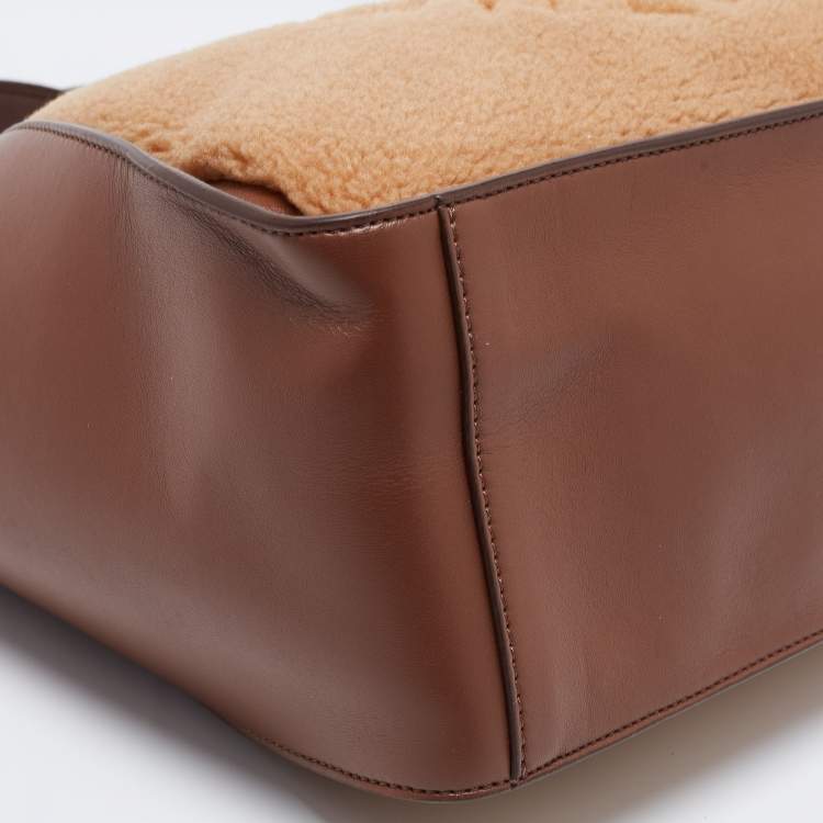 مملوكة مسبقًا Stella McCartney Brown/Beige Shearling and Leather Teddy Logo Tote