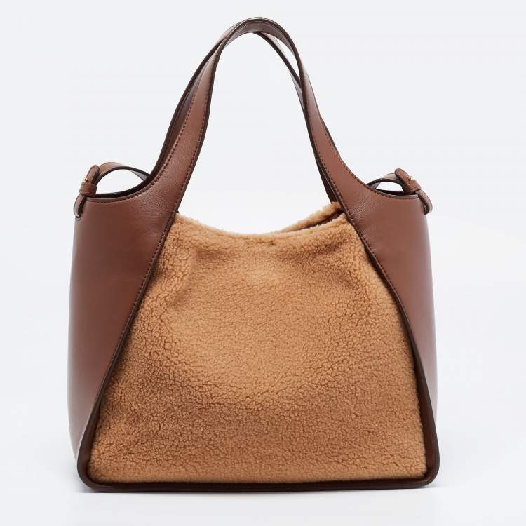 مملوكة مسبقًا Stella McCartney Brown/Beige Shearling and Leather Teddy Logo Tote