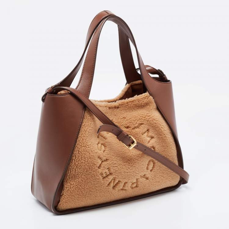 مملوكة مسبقًا Stella McCartney Brown/Beige Shearling and Leather Teddy Logo Tote