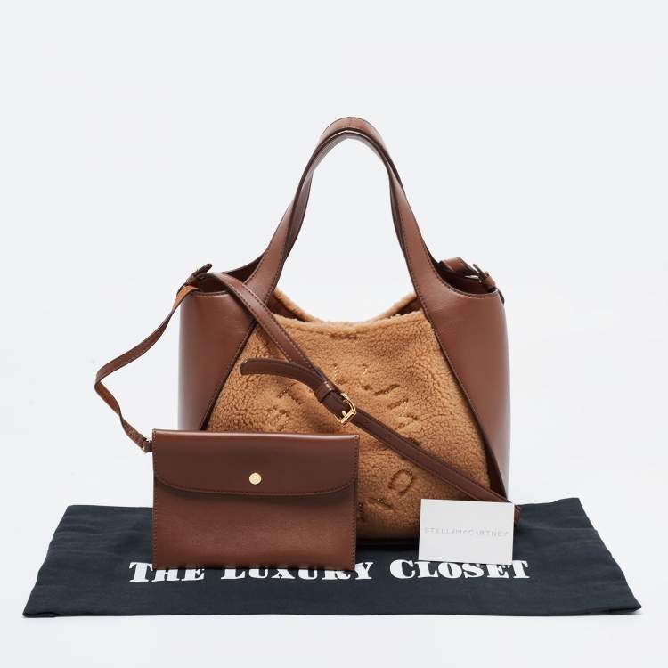 مملوكة مسبقًا Stella McCartney Brown/Beige Shearling and Leather Teddy Logo Tote