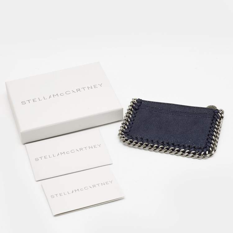 Pre Owned Stella Mccartney Navy Blue Faux Suede Falabella Cardholder