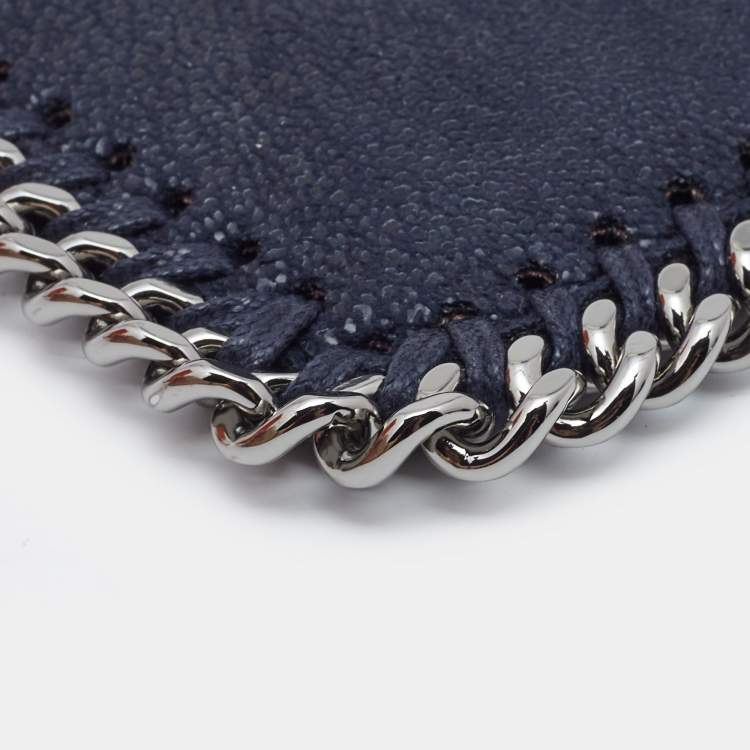 Pre Owned Stella Mccartney Navy Blue Faux Suede Falabella Cardholder