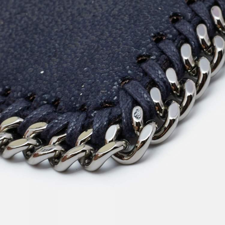 Pre Owned Stella Mccartney Navy Blue Faux Suede Falabella Cardholder