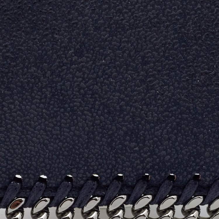 Pre Owned Stella Mccartney Navy Blue Faux Suede Falabella Cardholder