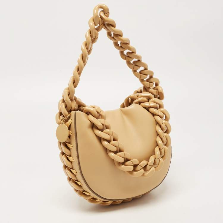 Pre Owned Stella McCartney Beige Faux Leather Small Puffy Shoulder Bag