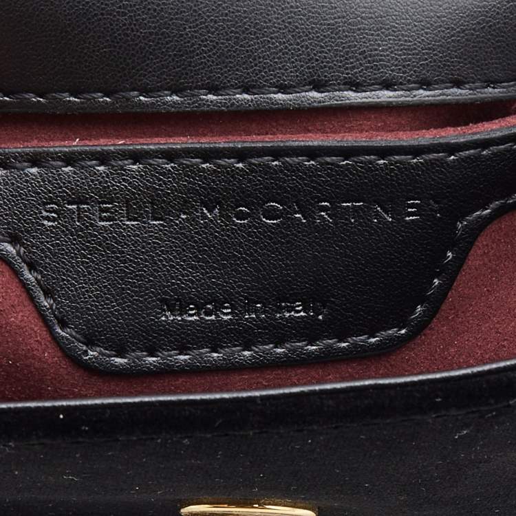 Pre Owned Stella McCartney Black Velvet Volcano Embroidered Mini Falabella Shoulder Bag