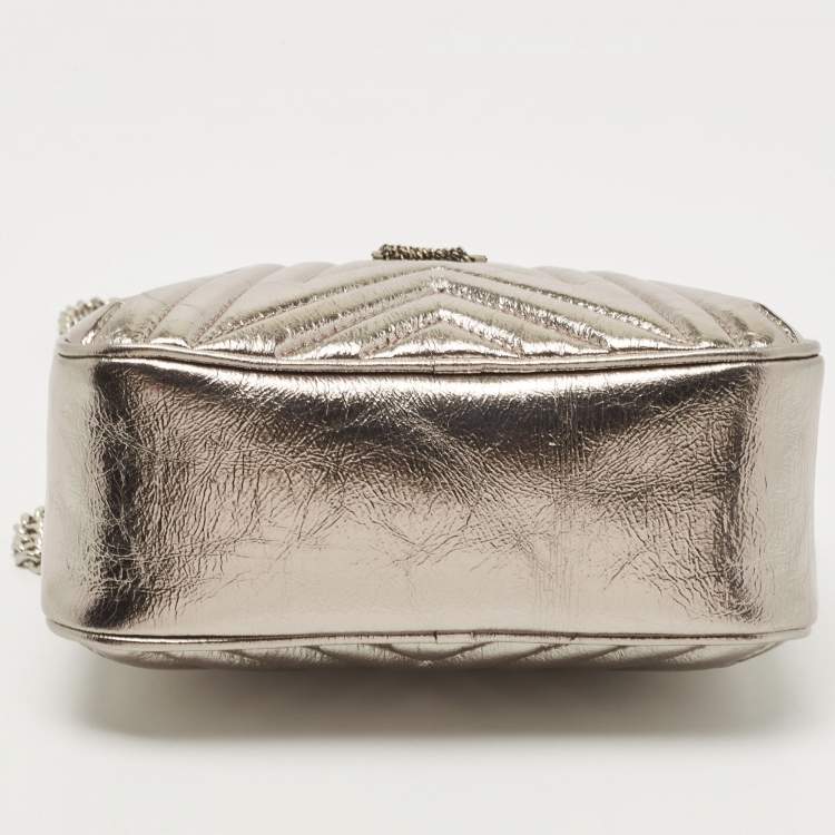 Pre Owned Stella McCartney Silver Quilted Laminated Faux Leather Stella Star Crossbody Bag