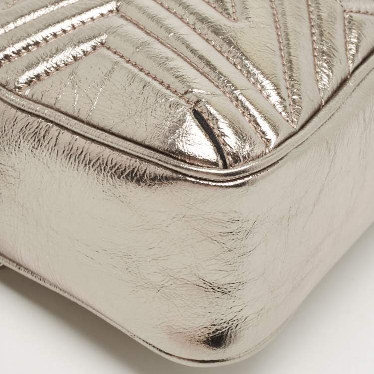 Pre Owned Stella McCartney Silver Quilted Laminated Faux Leather Stella Star Crossbody Bag