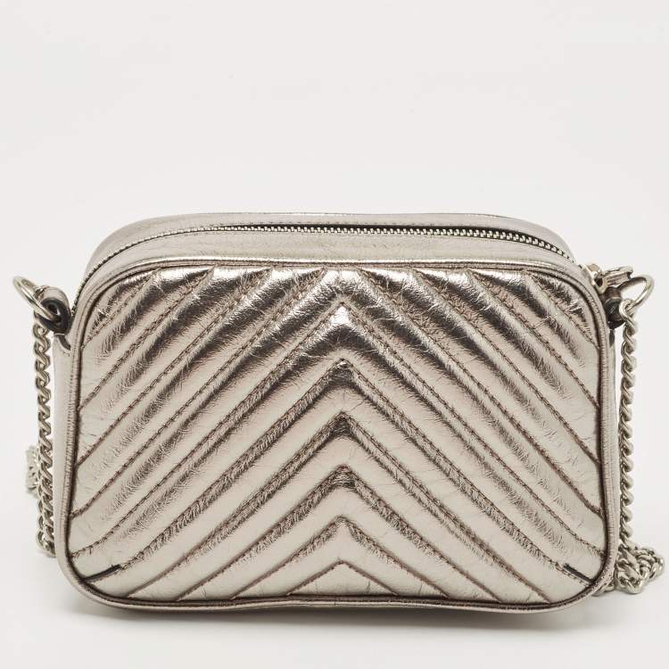 Pre Owned Stella McCartney Silver Quilted Laminated Faux Leather Stella Star Crossbody Bag