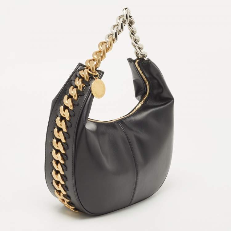 Pre Owned Stella McCartney Black Faux Leather Medium Frayme Shoulder Bag