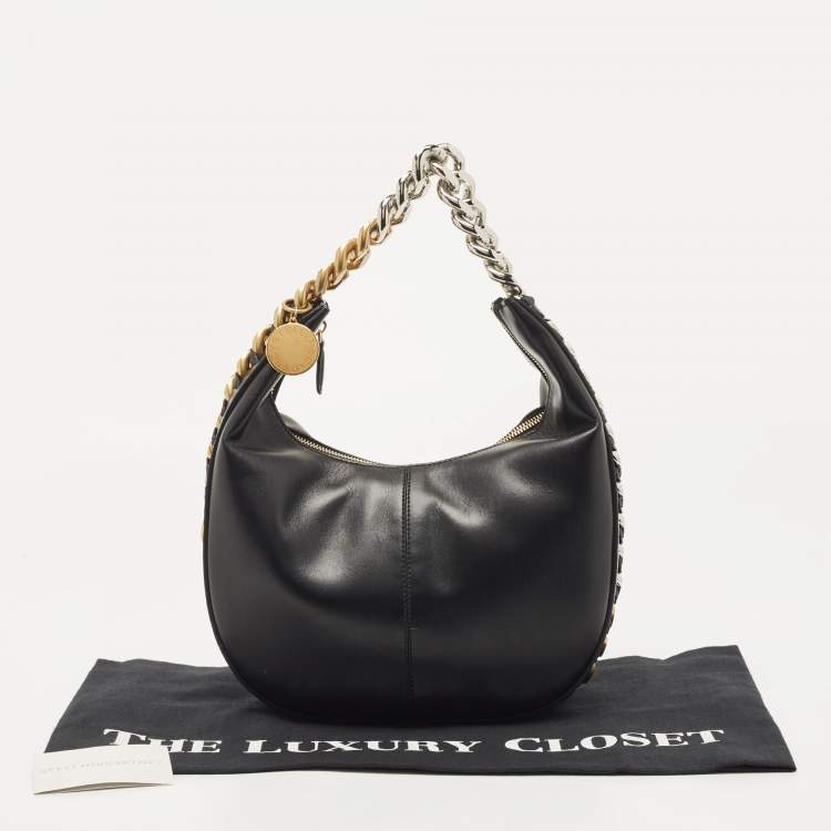 Pre Owned Stella McCartney Black Faux Leather Medium Frayme Shoulder Bag