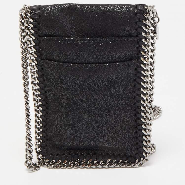 Pre Owned Stella McCartney Black Faux Leather Falabella Phone Crossbody Bag