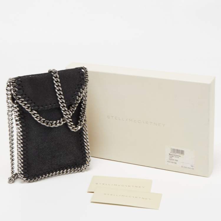 Pre Owned Stella McCartney Black Faux Leather Falabella Phone Crossbody Bag