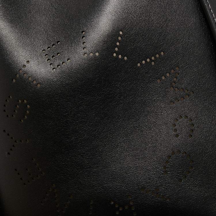 Pre Owned Stella McCartney Black Faux Leather Perforated Logo Shoulder Bag