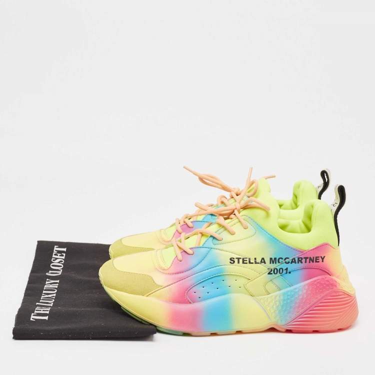 Pre Owned Stella McCartney Faux Leather Eclypse Lace Up Sneakers Size 39