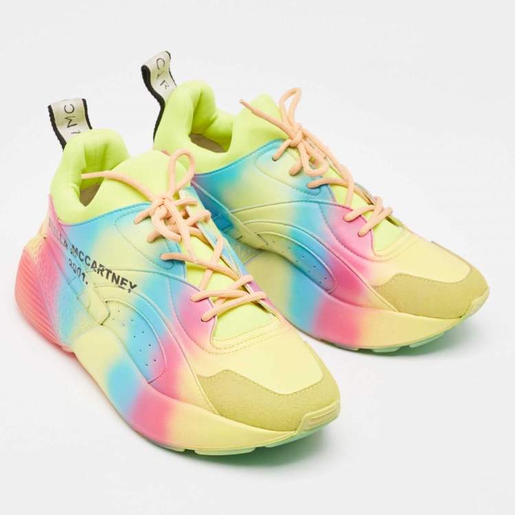 Pre Owned Stella McCartney Faux Leather Eclypse Lace Up Sneakers Size 39