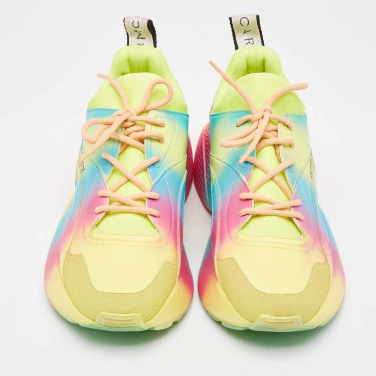 Pre Owned Stella McCartney Faux Leather Eclypse Lace Up Sneakers Size 39