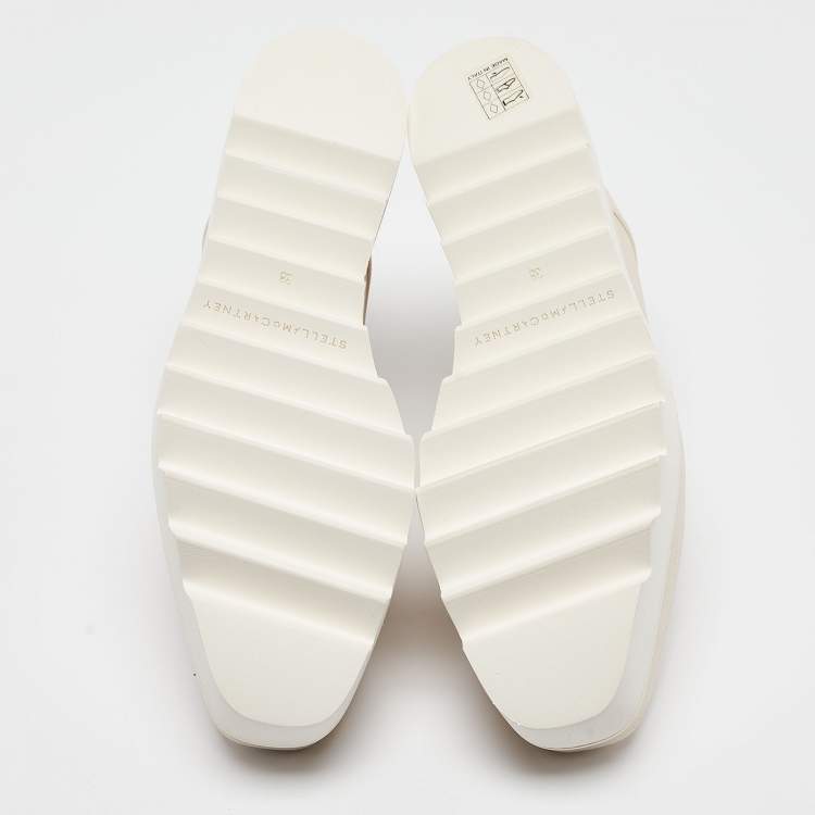 Pre Owned Stella McCartney Cream Faux Leather Elyse Platforms Wedge Sneakers Size 38