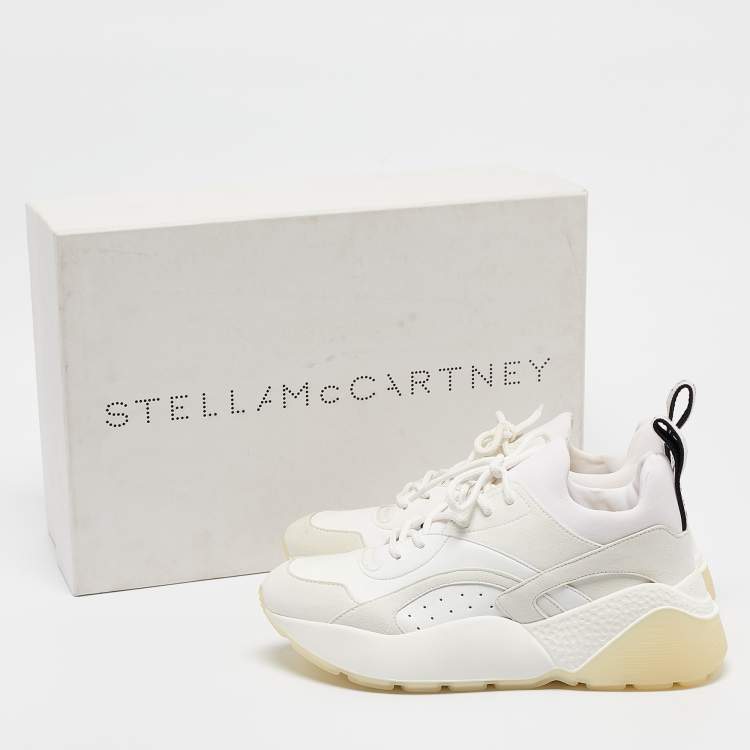 Pre Owned Stella McCartney Grey Faux Leather and Faux Suede Eclypse Lace Up Sneakers Size 38