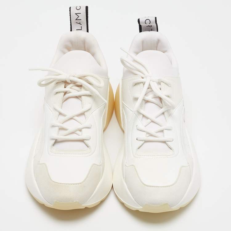 Pre Owned Stella McCartney Grey Faux Leather and Faux Suede Eclypse Lace Up Sneakers Size 38