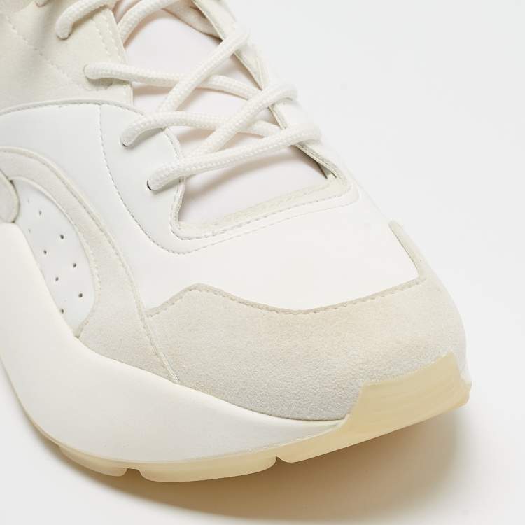 Pre Owned Stella McCartney Grey Faux Leather and Faux Suede Eclypse Lace Up Sneakers Size 38