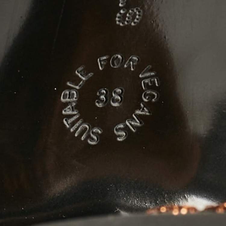 Pre Owned Stella McCartney Brown Lurex Fabric Groove Ankle Length Boots Size 38