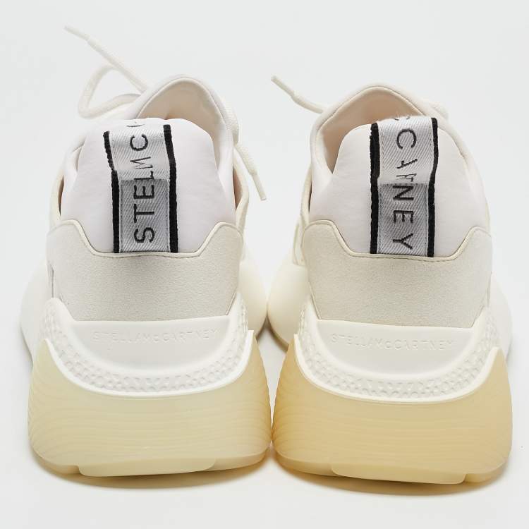 Pre Owned Stella McCartney White/Grey Faux Leather and Faux Suede Eclypse Lace Up Sneakers Size 41