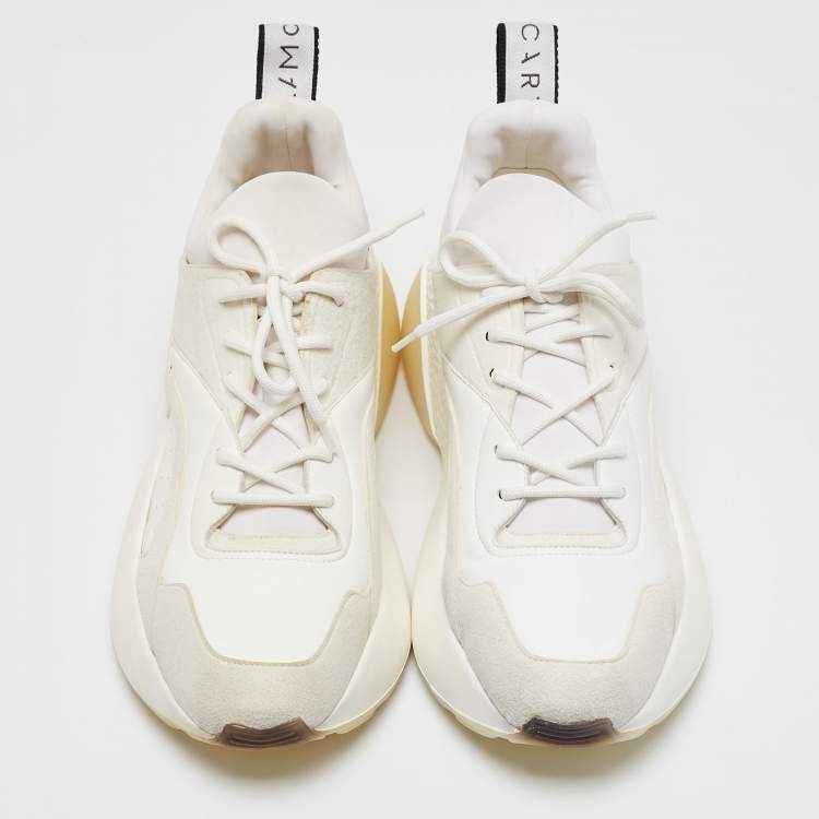 Pre Owned Stella McCartney White/Grey Faux Leather and Faux Suede Eclypse Lace Up Sneakers Size 41