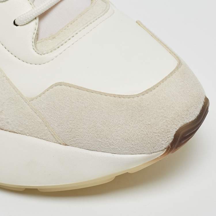 Pre Owned Stella McCartney White/Grey Faux Leather and Faux Suede Eclypse Lace Up Sneakers Size 41