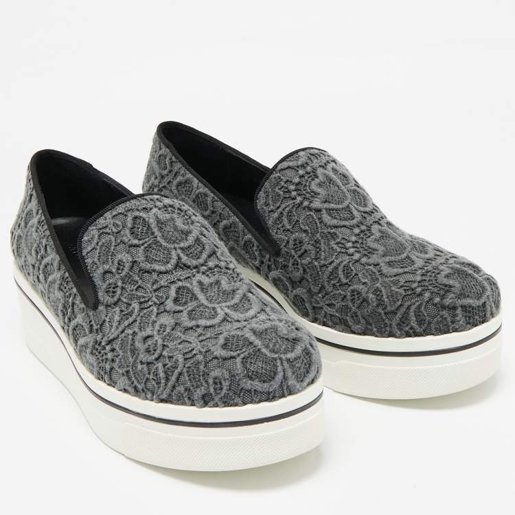 Pre Owned Stella McCartney Grey Embroidered Denim Binx Sneakers Size 41
