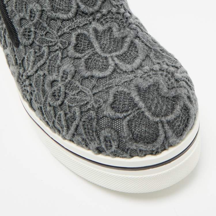 Pre Owned Stella McCartney Grey Embroidered Denim Binx Sneakers Size 41