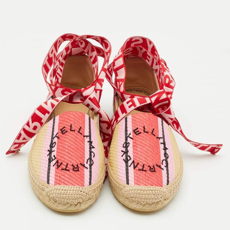Pre Owned Stella McCartney Multicolor Striped Raffia Gaia Espadrille Flats Size 37
