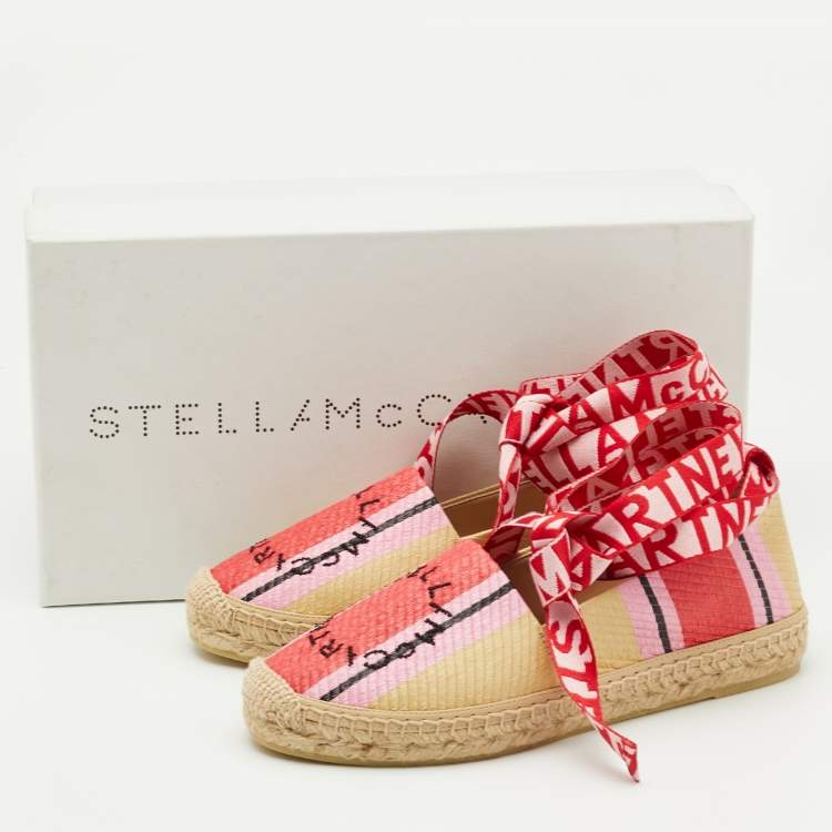 Pre Owned Stella McCartney Multicolor Striped Raffia Gaia Espadrille Flats Size 37