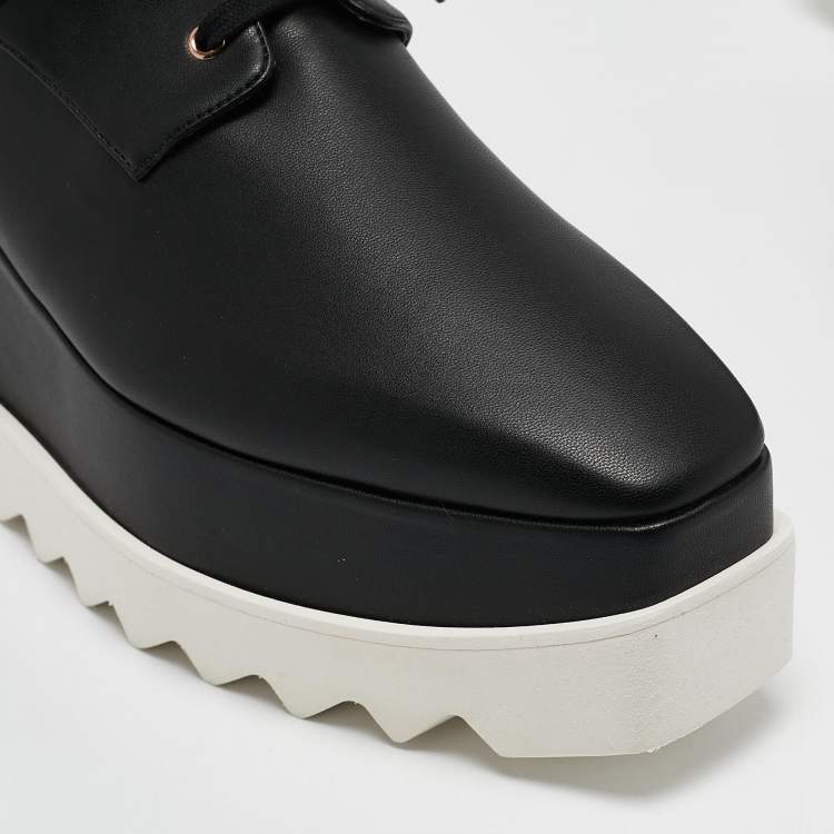 Pre Owned Stella McCartney Black Faux Leather Elyse Platform Sneakers Size 39.5