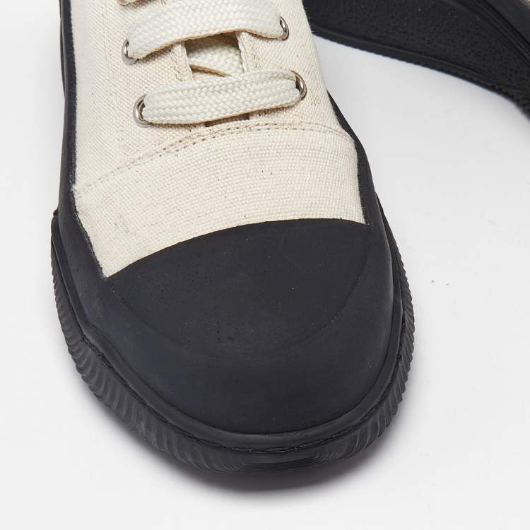 Pre Owned Stella McCartney Beige/Black Canvas Platform Sneakers Size 37