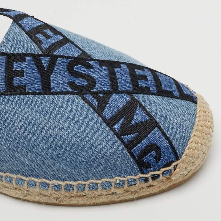 Pre Owned Stella McCartney Gaia Size 36 Blue/Black Denim and Fabric Ankle Tie Espadrille Flats