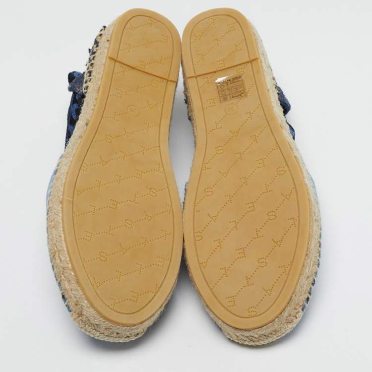 Pre Owned Stella McCartney Gaia Size 36 Blue/Black Denim and Fabric Ankle Tie Espadrille Flats
