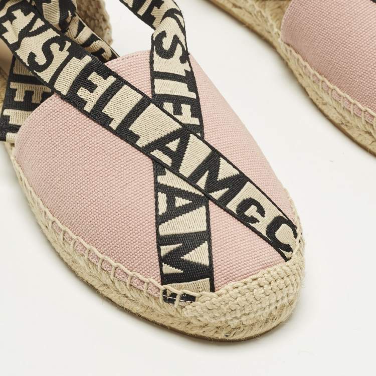 Pre Owned Stella McCartney Gaia Size 36 Pink/Beige Canvas Espadrille Flats
