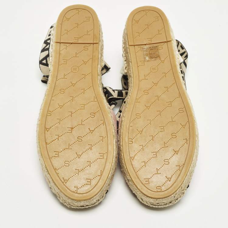 Pre Owned Stella McCartney Gaia Size 36 Pink/Beige Canvas Espadrille Flats